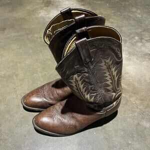 Vintage 80s Tony Lama Brown Leather Western Cowboy Boots